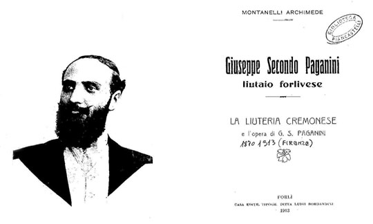 D. Brancaleoni: Ricerca su Giuseppe Secondo Paganini  Forlì 1870-Firenze 1913